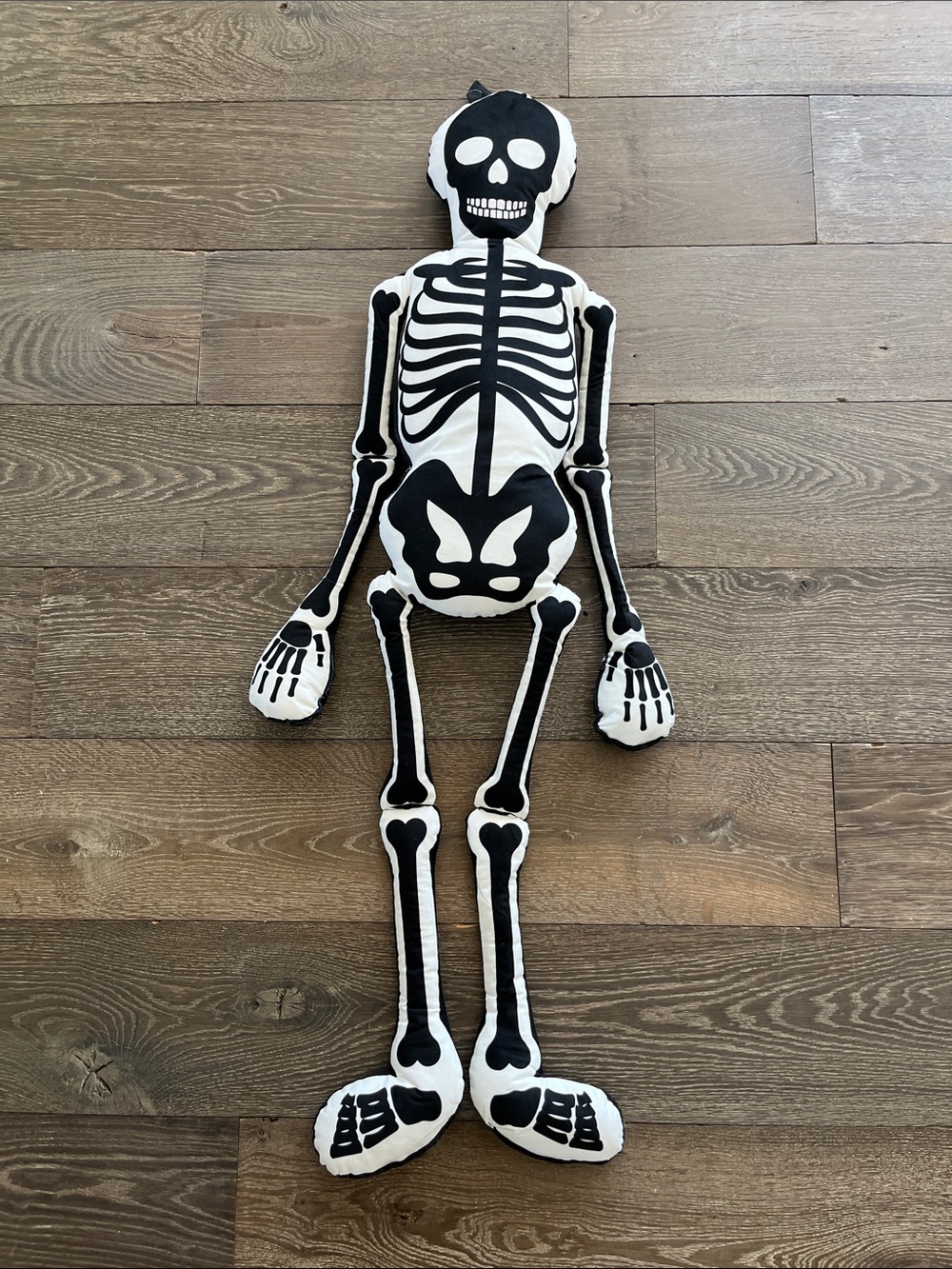 New Halloween Black White Rare Skeleton Plush Decor Large Pillow Unique Oversize